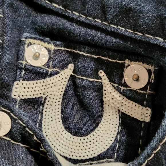 True Religion Lola Jeans Sequin Pocket Logo Cut:603155 style:104H06CI #0014 - Picture 6 of 10